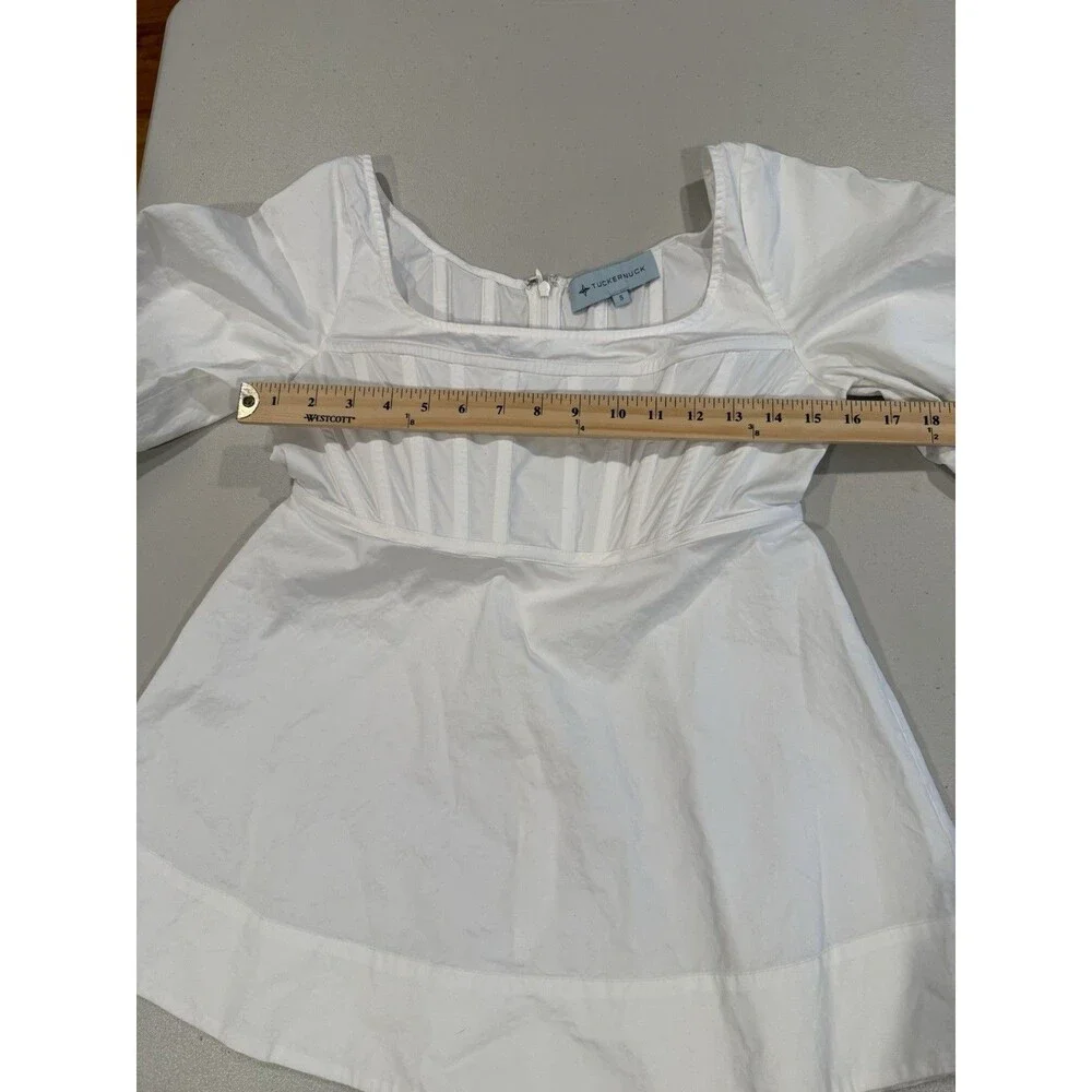 Tuckernuck Nealy Puff Sleeve Corset Top Small Boning Preppy Cottage Regency